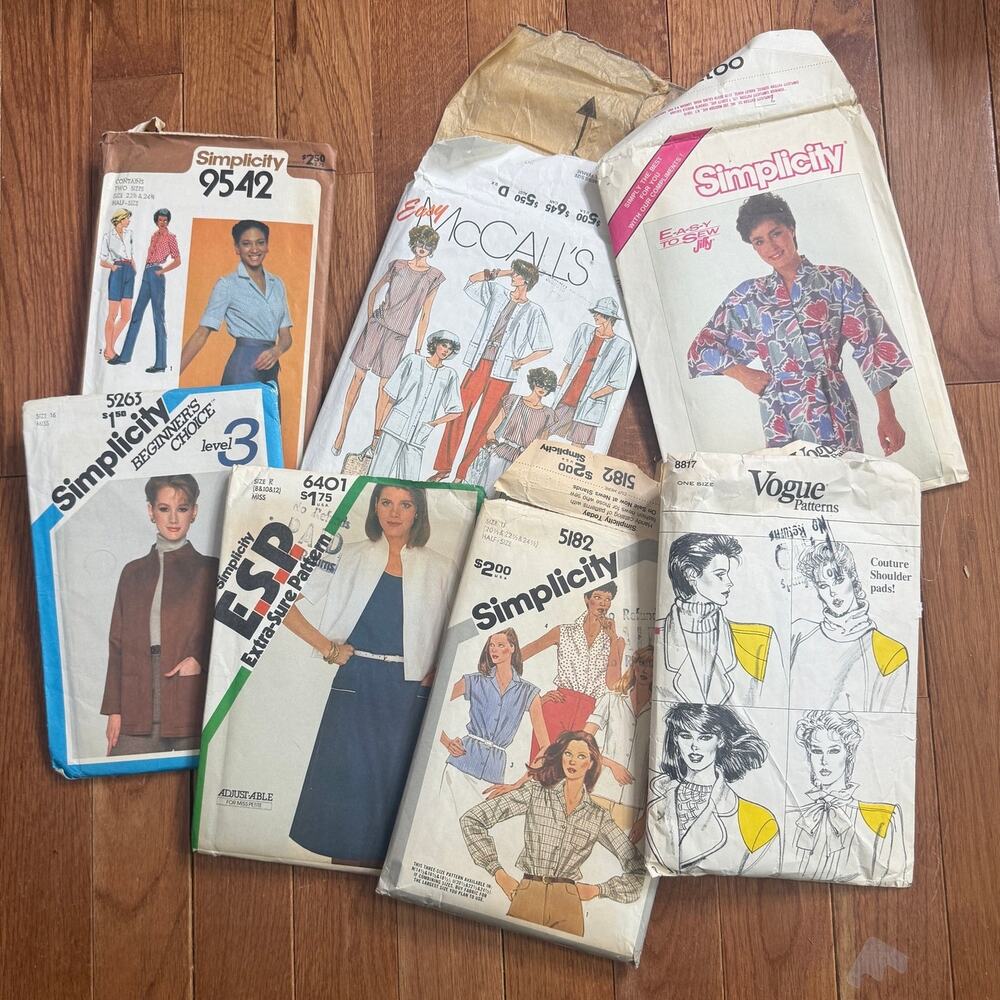 Lot of 7 1980s Sewing Patterns Various Sizes